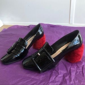 MIU MIU High Heels w/Fuzzy Chunky Heel
